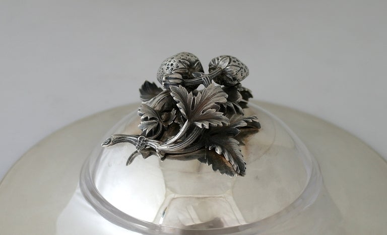 19th Century Sublime Gorham Coin Silver Covered Tazza Strawberry Finial 1870