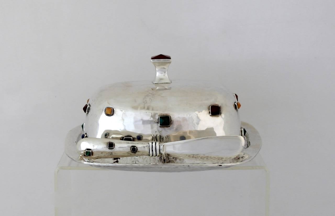 Emilia Castillo Sterling Silver Hand-Wrought Lidded Butter Dish, 1990