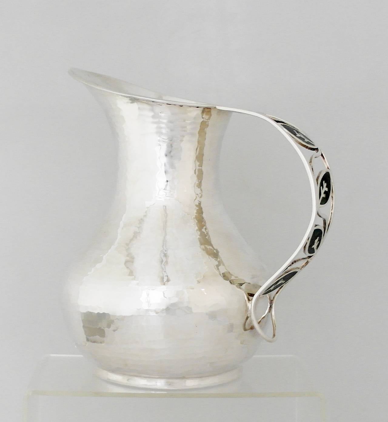 Hand-Crafted Taxco Handmade Sterling Silver Pitcher w/Pierced Handle
