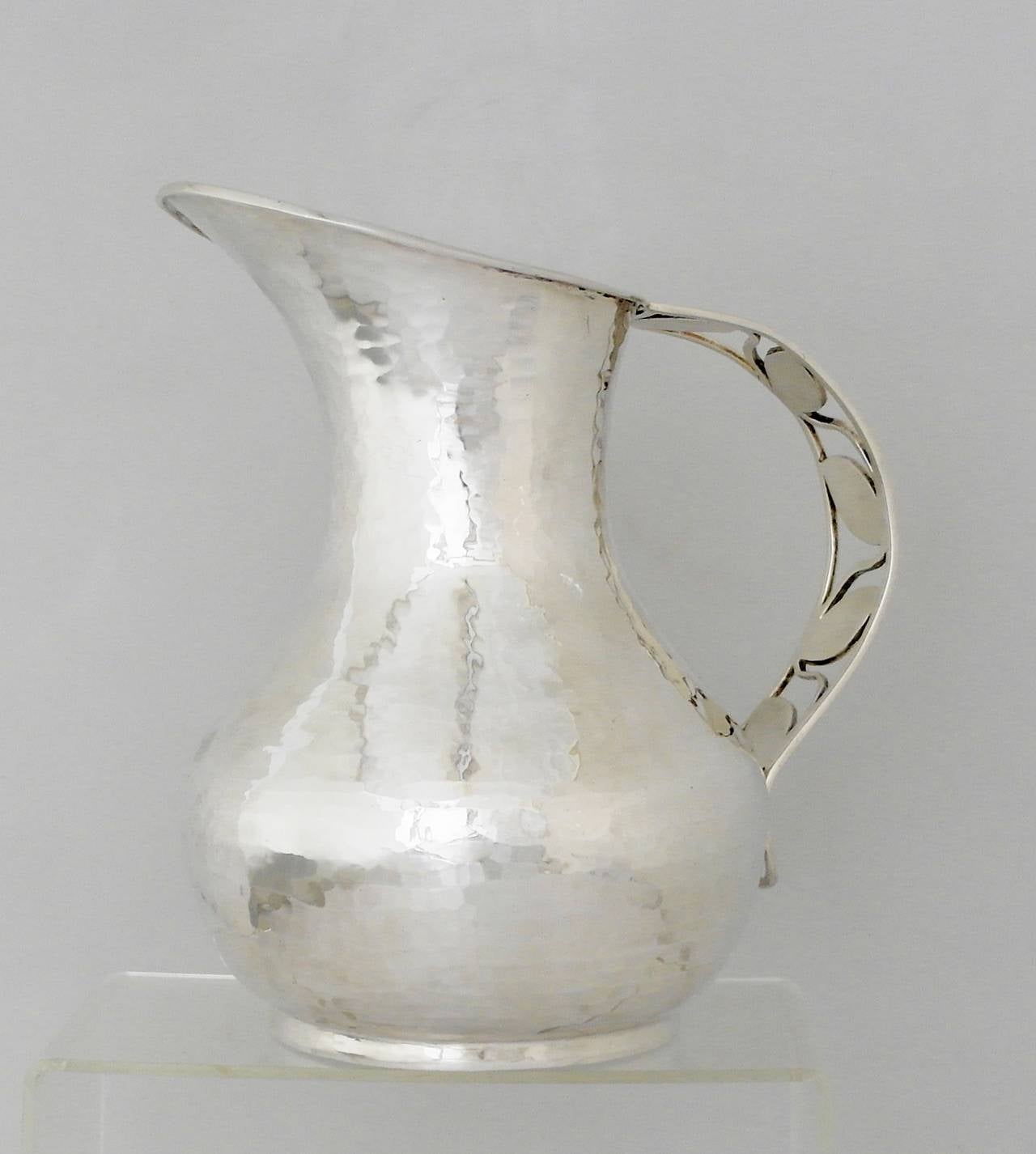 Taxco Handmade Sterling Silver Pitcher w/Pierced Handle In Excellent Condition In New York, NY