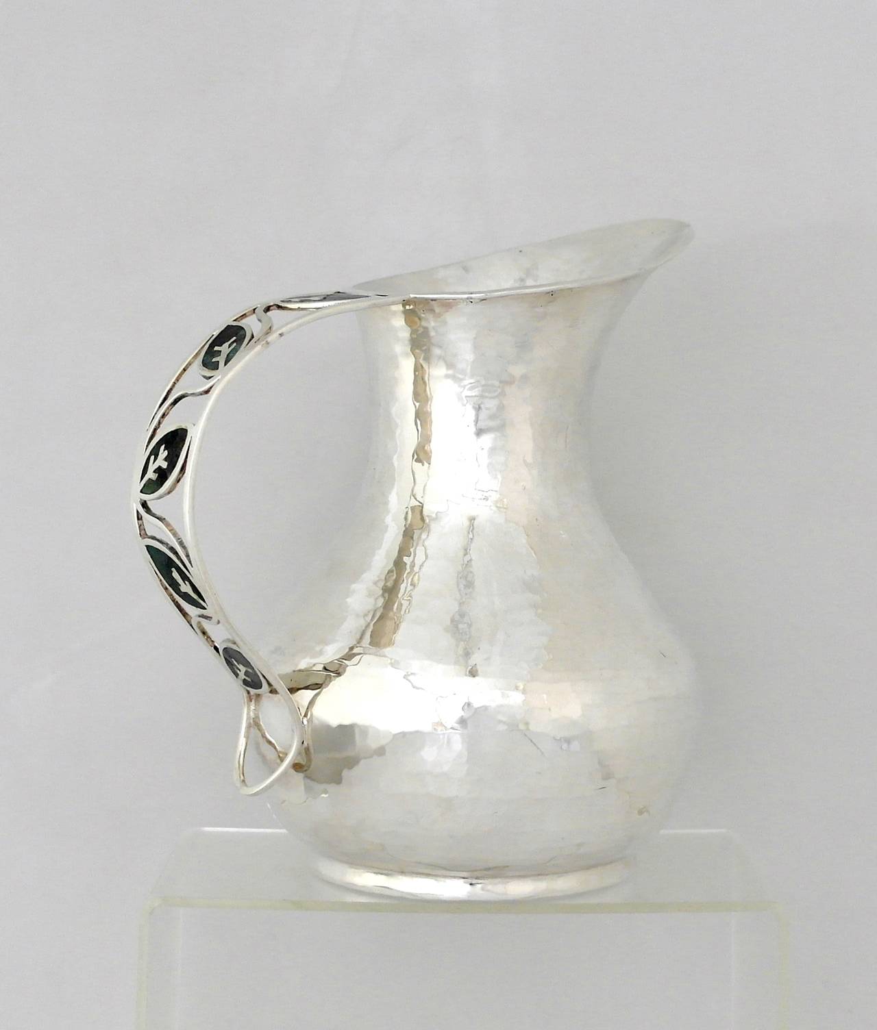 Contemporary Taxco Handmade Sterling Silver Pitcher w/Pierced Handle