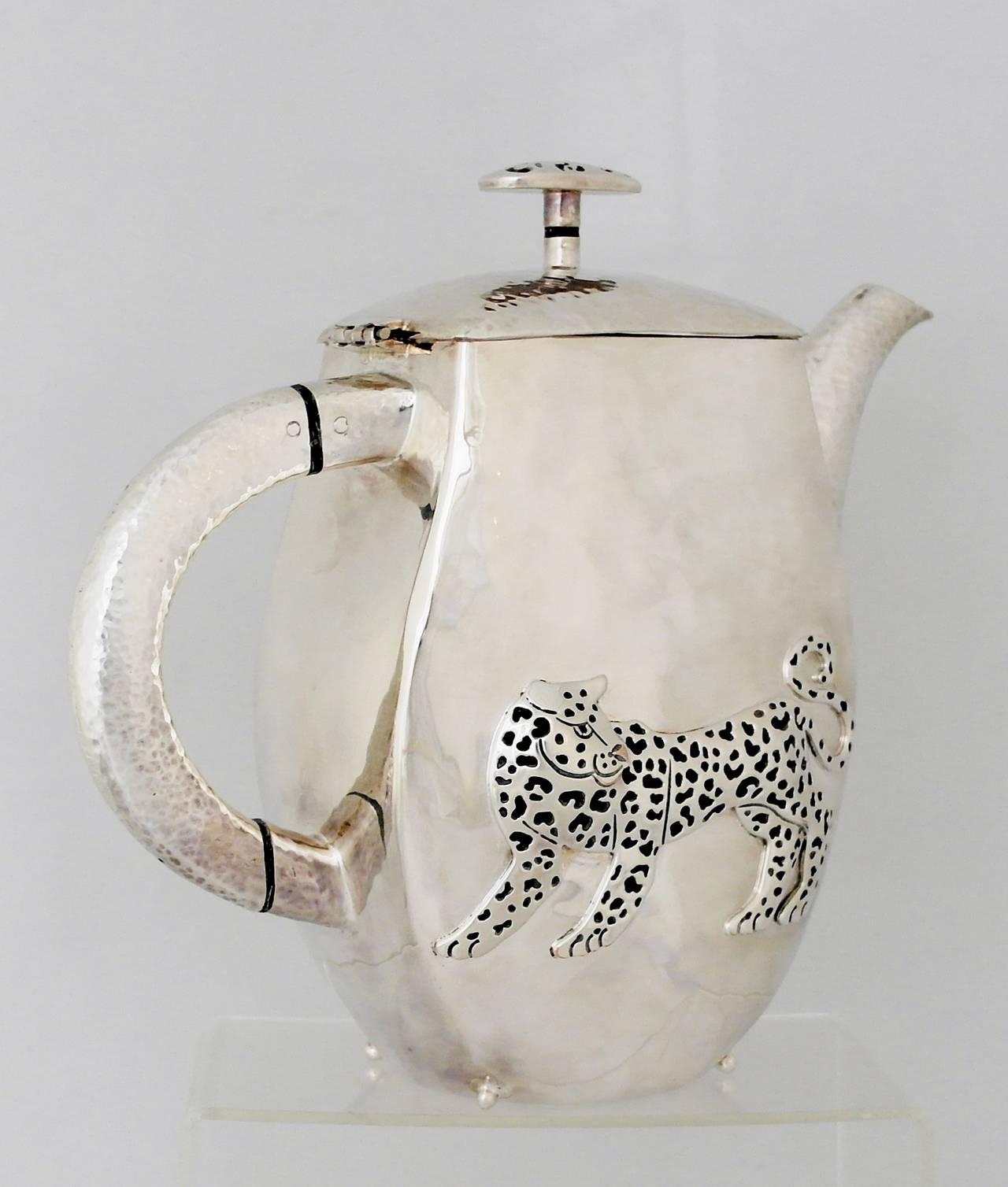Emilia Castillo Silver Plate Leopard Tea or Coffee Pot, 1990 In Excellent Condition In New York, NY