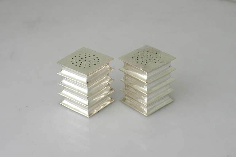Antonio Pineda Taxco Sterling Silver Modernist Salt and Pepper Shakers
