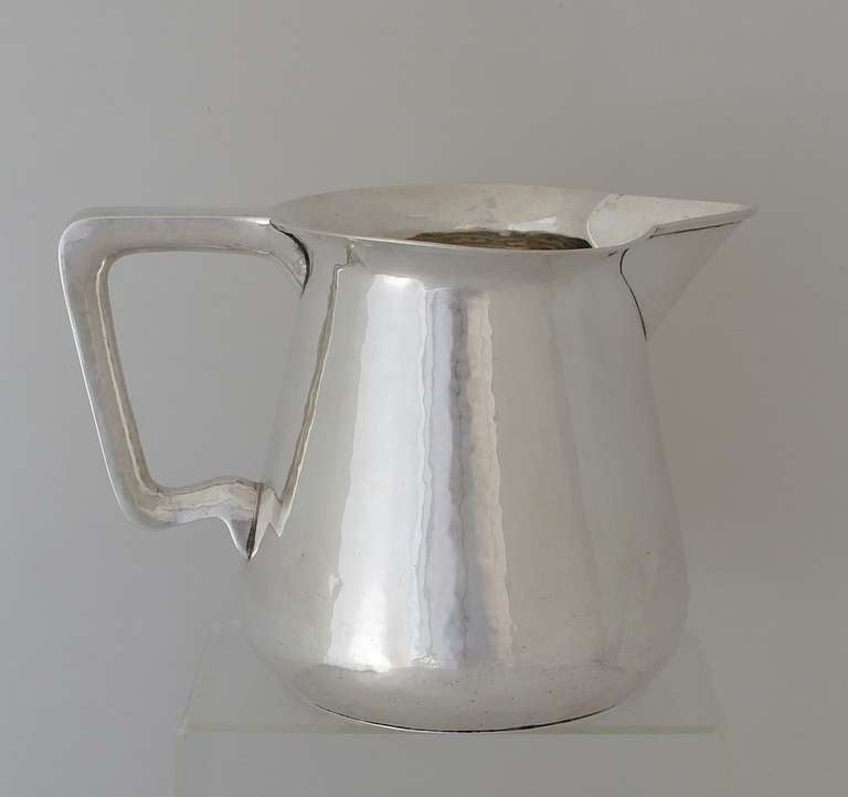 Lebolt Arts & Crafts Hand Made Sterling Silver Pitcher In Excellent Condition In New York, NY