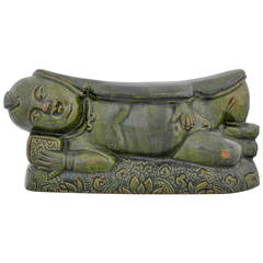 16th Century Chinese Green Terracotta Lotus Motif Pillow