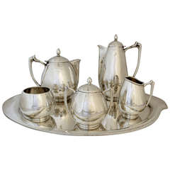 Mexican Modernist Five-Piece Coffee and Tea Service with Tray