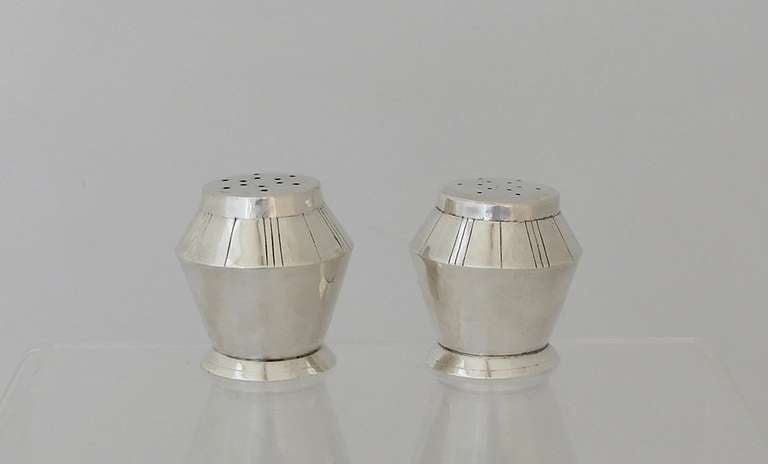 Mexican William Spratling Pair of Sterling Silver Salt & Pepper Shakers For Sale
