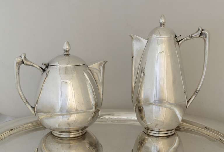 Mexican Modernist Five-Piece Coffee and Tea Service with Tray In Excellent Condition In New York, NY