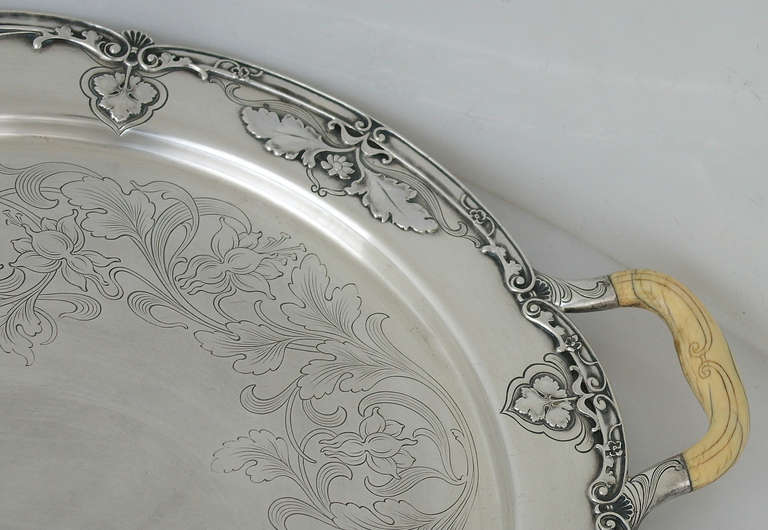 American Rare Gorham Athenic Sterling Silver Serving Tray Art Nouveau 1903 Superb