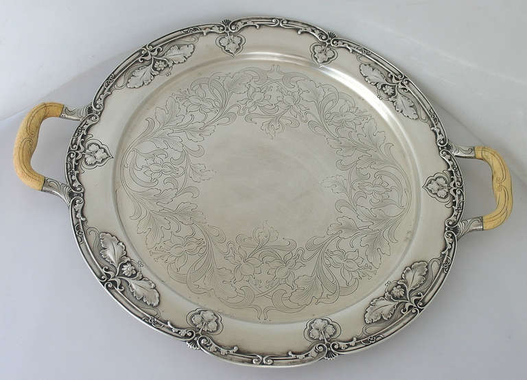 Rare Gorham Athenic Sterling Silver Serving Tray Art Nouveau 1903 Superb In Excellent Condition In New York, NY