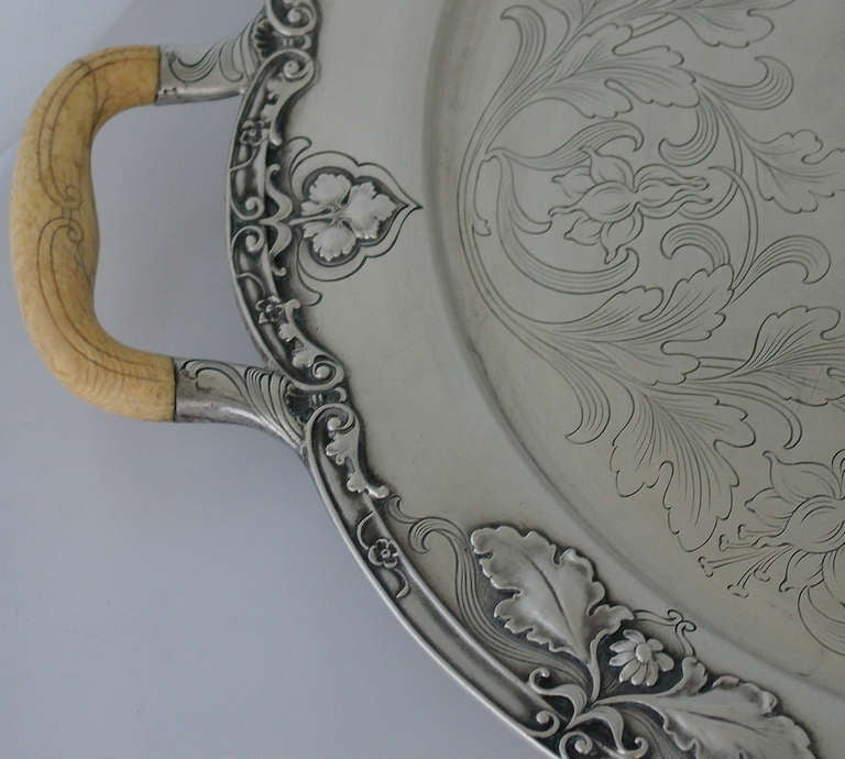 Rare Gorham Athenic Sterling Silver Serving Tray Art Nouveau 1903 Superb 1
