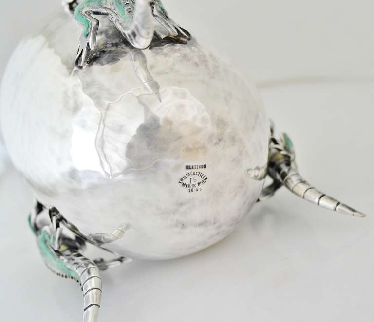 Emilia Castillo Hand-Hammered Silver Plate Iguana Vase 3
