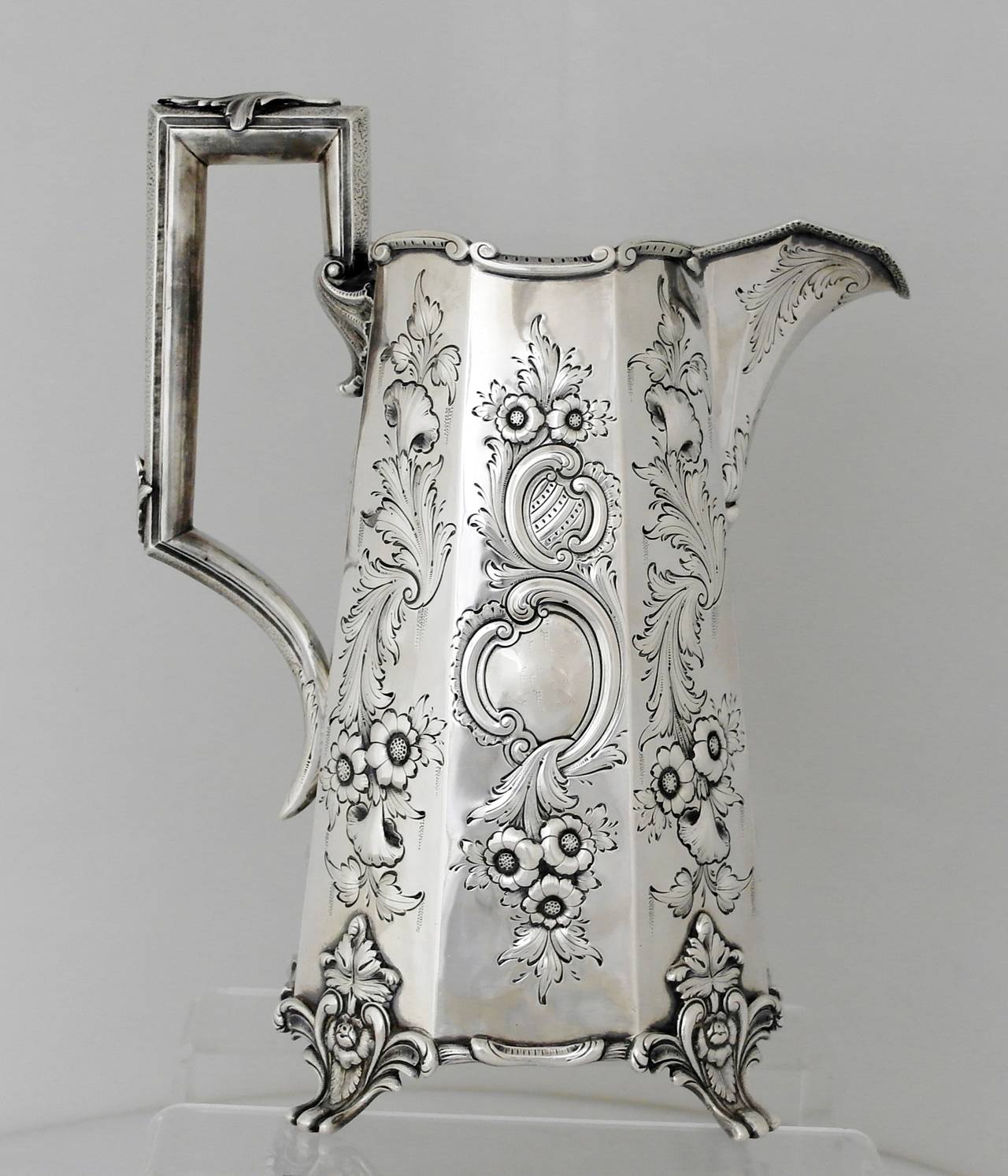 Mid-19th Century Superb R & W Wilson Coin Silver Serving Pitcher