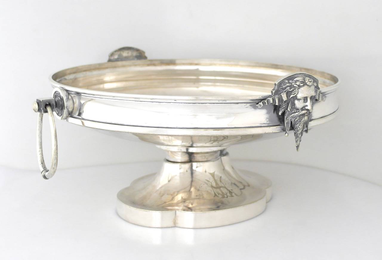 Silver Plate Monumental Gorham Silver Centerpiece with Loop Handles 1871 For Sale