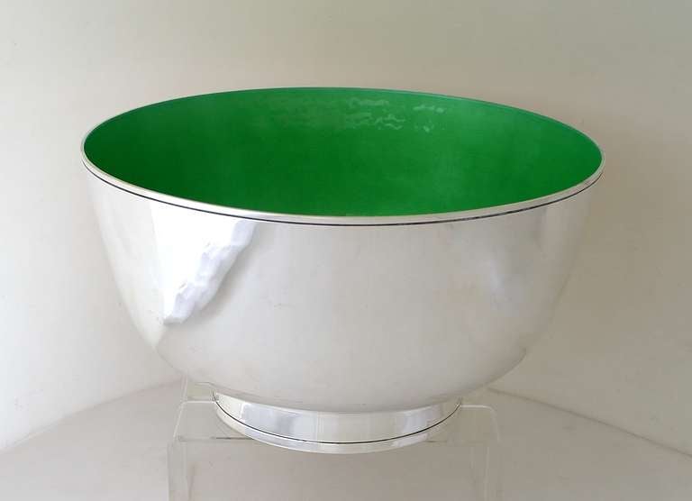 American Towle Sterling Silver Green 'Enamel' Centerpiece Bowl
