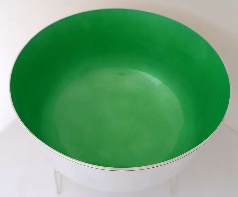 Towle Sterling Silver Green 'Enamel' Centerpiece Bowl In Excellent Condition In New York, NY