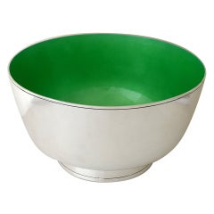 Towle Sterling Silver Green 'Enamel' Centerpiece Bowl