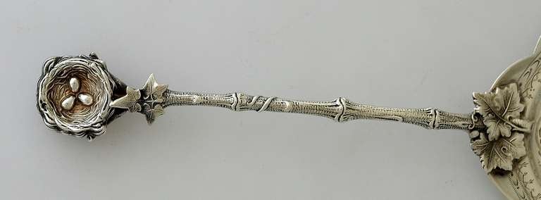 19th Century Gorham Sterling Silver Pie Server - Rare Bird's Nest Pattern - 1870  