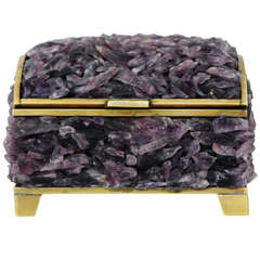 Los Castillo Brass 
Applied Amethysts Box 1950 Exceedingly Rare