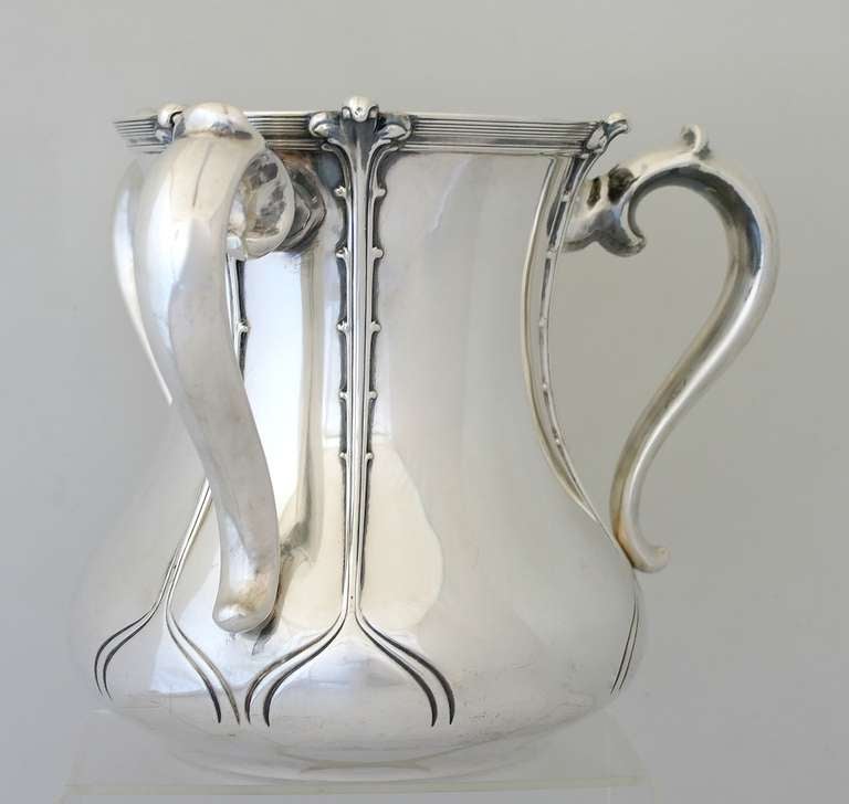 Art Nouveau Tiffany Sterling Silver Three Handled Centerpiece or Wine Cooler