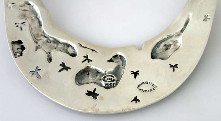 Contemporary Emilia Castillo Taxco Sterling Silver Necklace Exotic Animal Motif For Sale