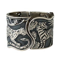 Emilia Castillo Taxco Sterling Silver Bracelet Exotic Animal Motif
