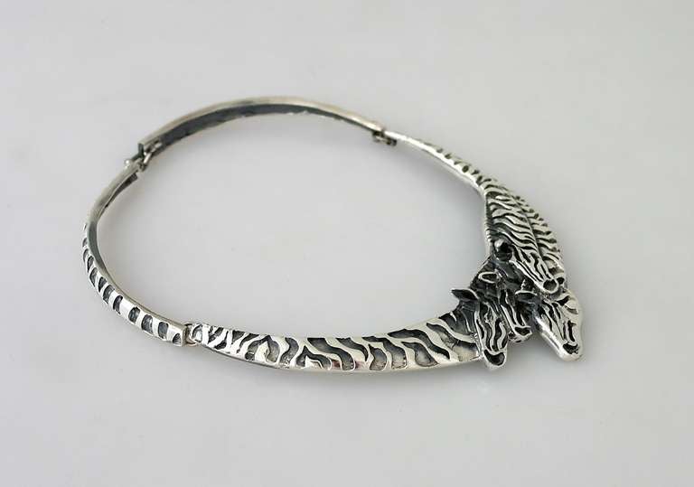 Emilia Castillo Sterling Silver Exotic Zebras Necklace In Excellent Condition For Sale In New York, NY