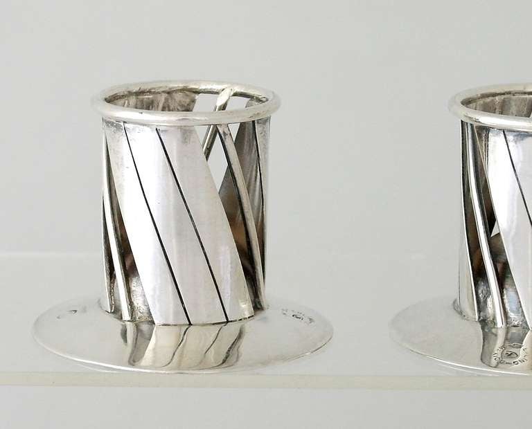 William Spratling for Conquistador Sterling Silver Swirl Candlesticks In Excellent Condition In New York, NY