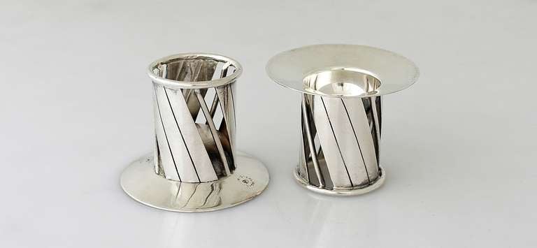 Mid-20th Century William Spratling for Conquistador Sterling Silver Swirl Candlesticks