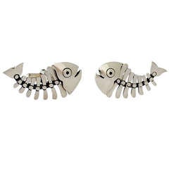Antonio Pineda Sterling Silver .970 Fish Design Cufflinks