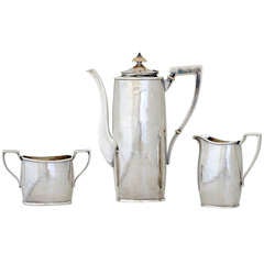 James T. Woolley Arts & Crafts Sterling Silver Handmade 3 Piece Coffee Tea Set