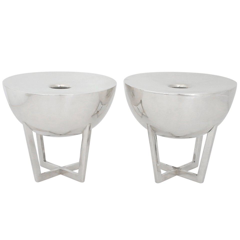 Allan Adler Sterling Silver Modernist Candlesticks