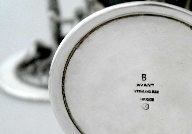 Avanti Mexico Sterling Silver Set of 12 Figural Stem Goblets1960 For Sale 4