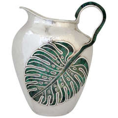 Emilia Castillo Large Sterling Silver and Malachite Pitcher, 1990