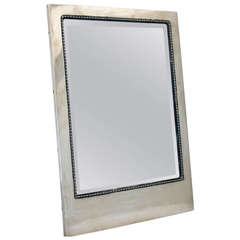 Rare Art Deco Austrian .800 Silver Framed Mirror with Beveled Glass, circa 1920