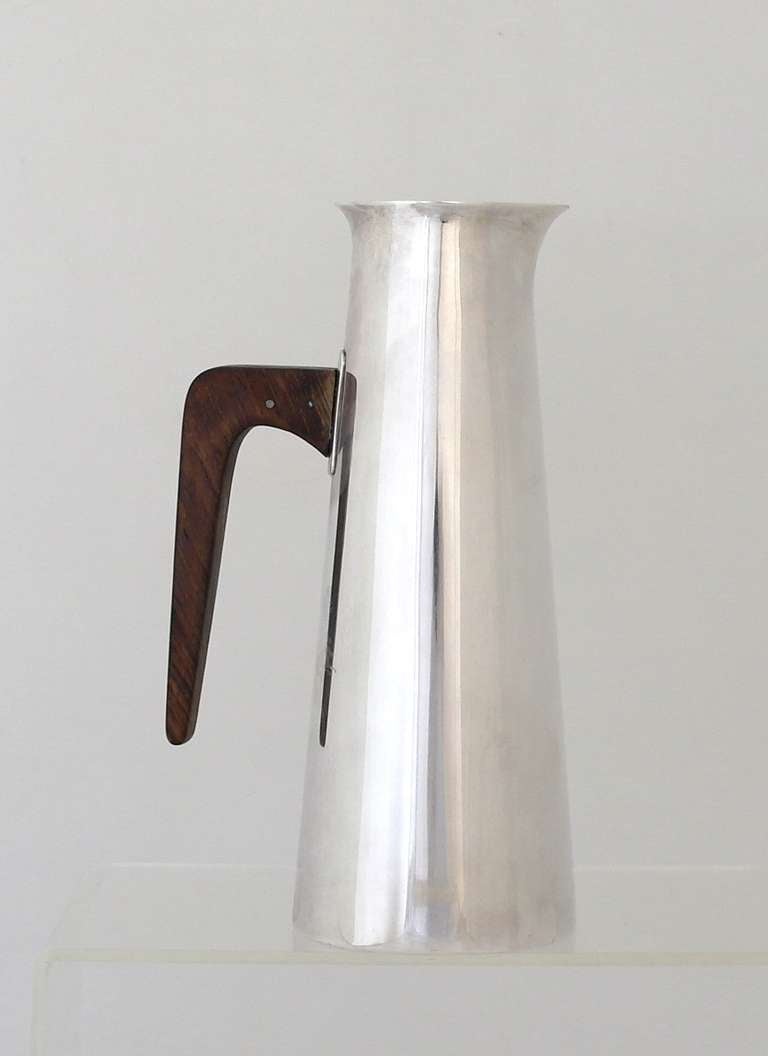 Modernist Paul Pancritius Sterling Silver and Wood Pitcher 1