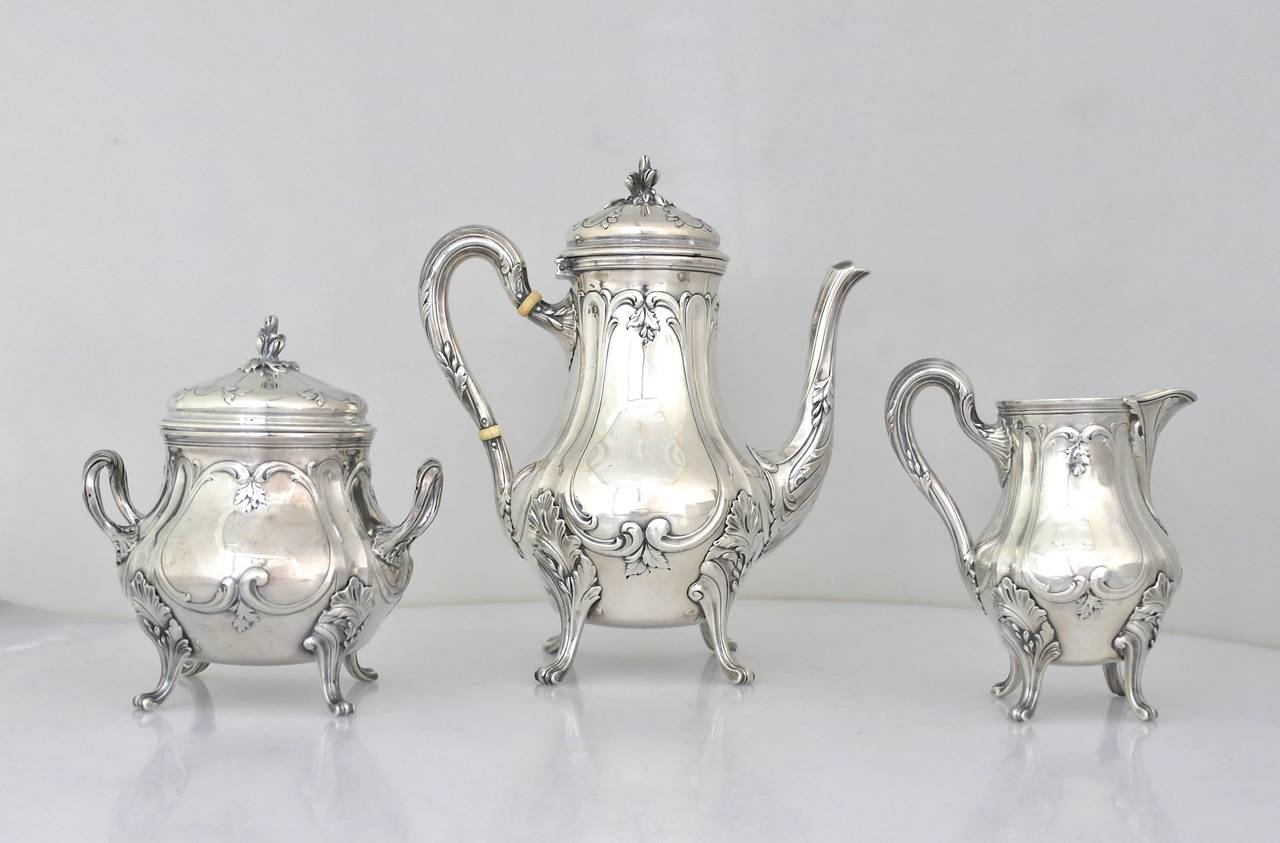 19th Century Emile Puiforcat .950 Silver Rococo Tea Service