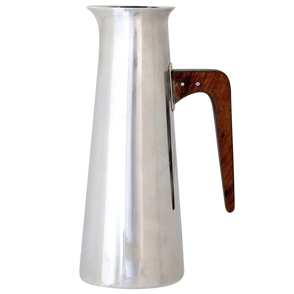 Modernist Paul Pancritius Sterling Silver and Wood Pitcher