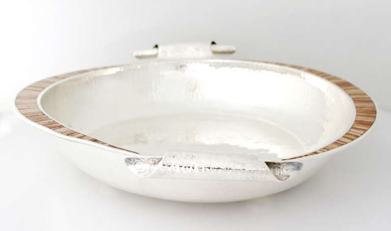 Emilia Castillo Silver Plate, Hand-Hammered Centerpiece Bowl For Sale 1