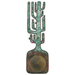 Taxco Brass and Azur Malachite Architectural Cactus Door Plate