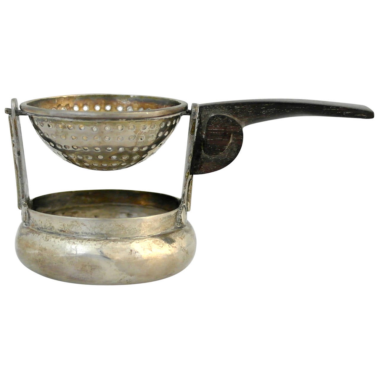 William Spratling Sterling Silver and Rosewood Tea Bag Holder For Sale