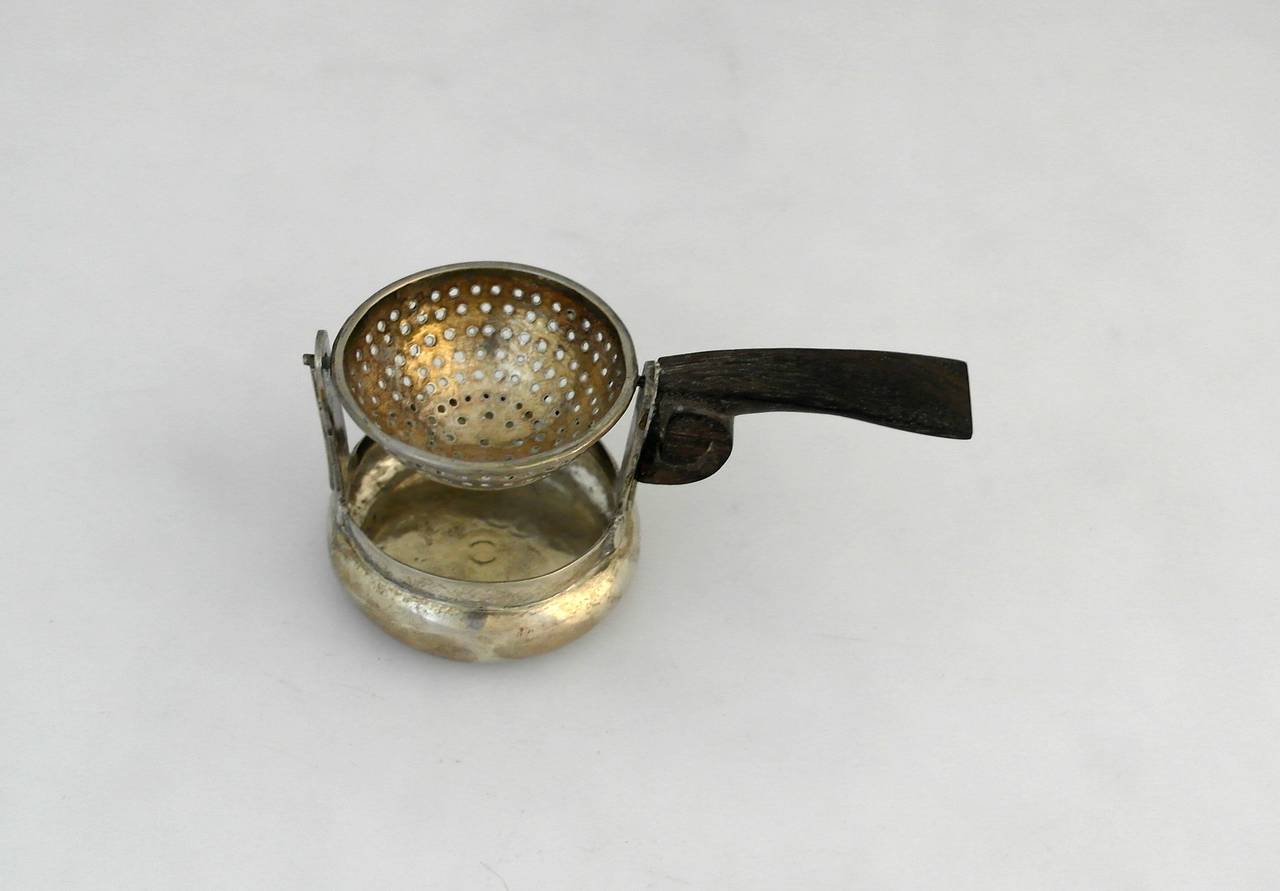 William Spratling Sterling Silver and Rosewood Tea Bag Holder For Sale