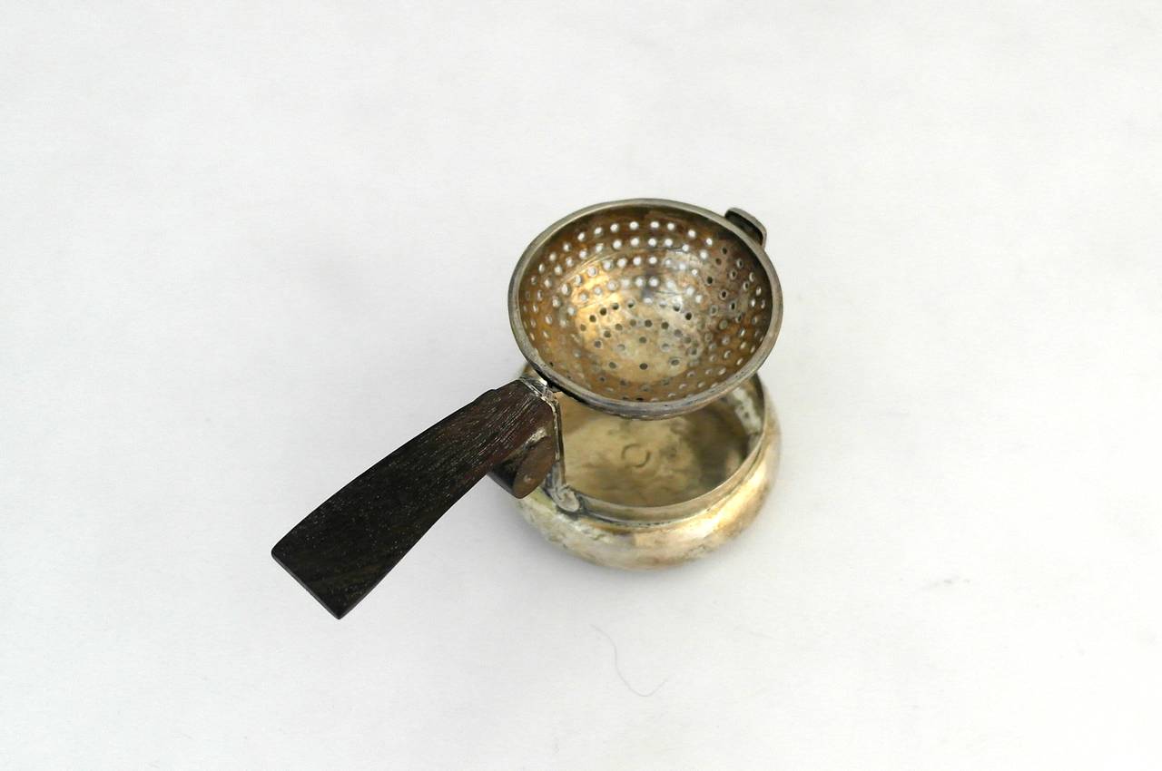 William Spratling Sterling Silver and Rosewood Tea Bag Holder For Sale