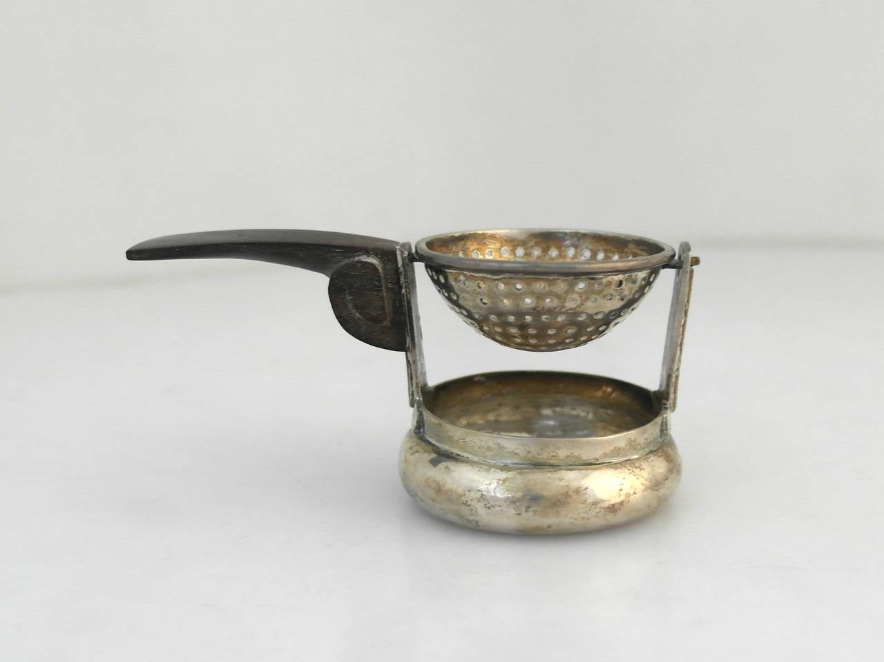 William Spratling Sterling Silver and Rosewood Tea Bag Holder For Sale