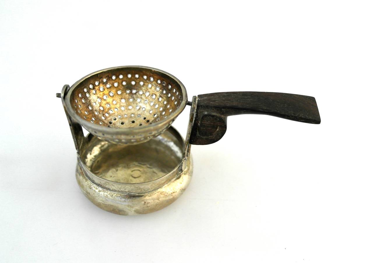 William Spratling Sterling Silver and Rosewood Tea Bag Holder For Sale