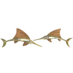 Los Castillo Brass and Abalone Swordfish Drawer Pulls