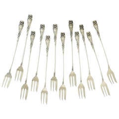 Gorham Aesthetic Sterling Silver Cocktail Forks with Bats - Set of 12