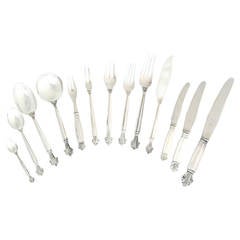 MONUMENTAL 1917 Jensen Sterling Silver ACANTHUS Flatware for 12, 180 pcs