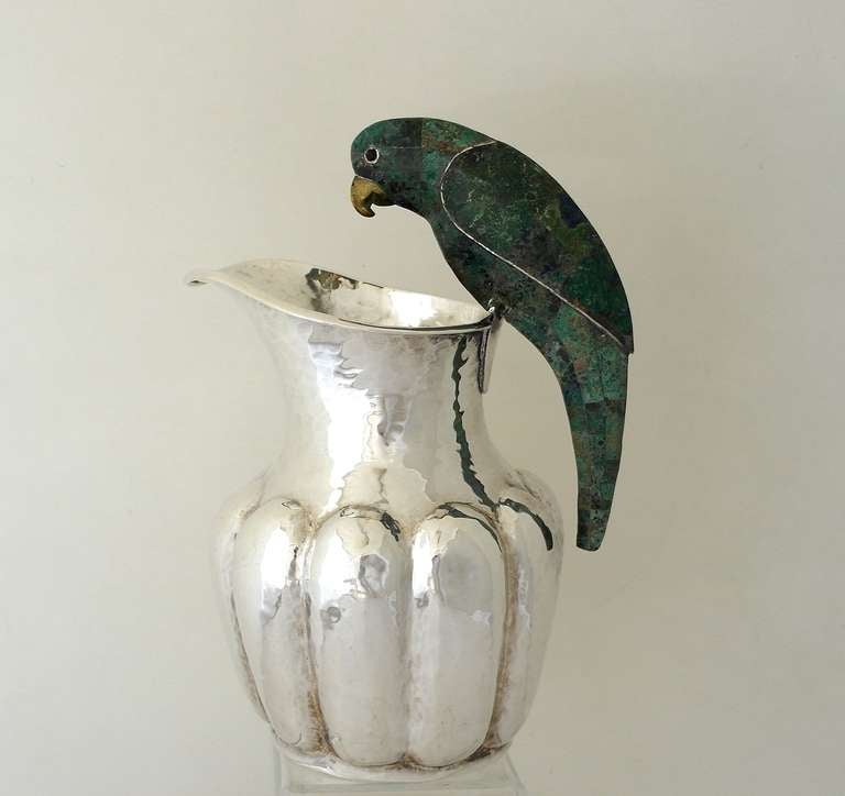 Los Castillo Silverplate Parrot Handle Pitcher In Excellent Condition In New York, NY