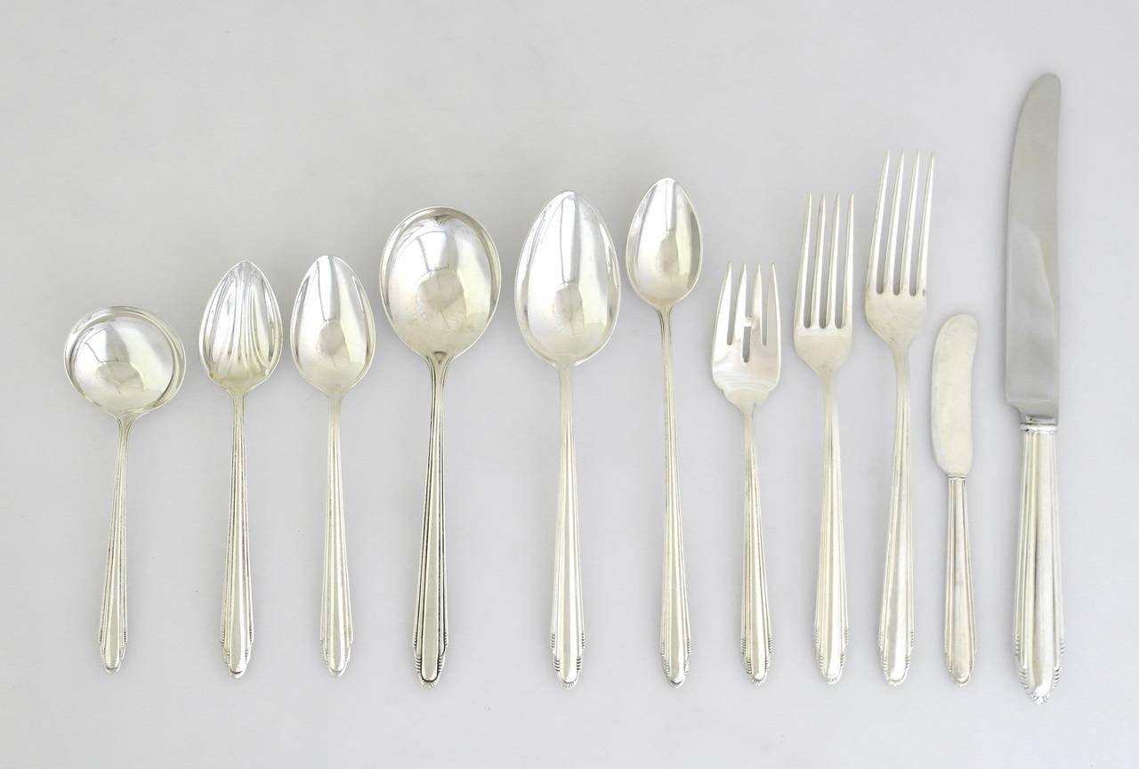 SAARINEN Dominick Haff Sterling Silver Art Deco Flatware Set 1930 SEE LARGER SET 1